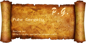 Puhr Gergely névjegykártya